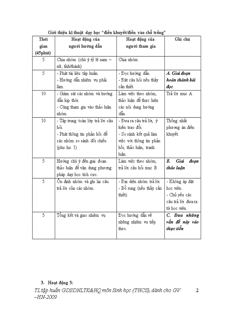 GDSDNLTK HQ thông qua môn Sinh học ở trường THCS