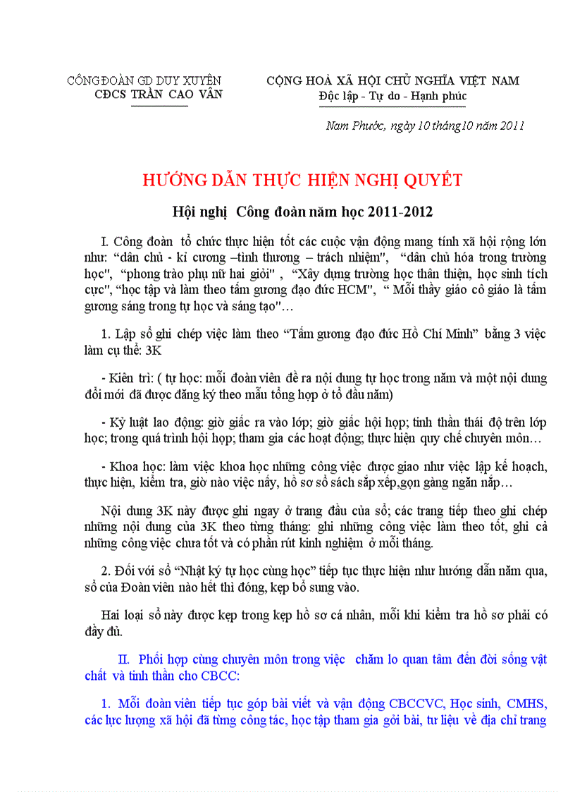 image for page Hướng dẫn thực hiện nghị quyết