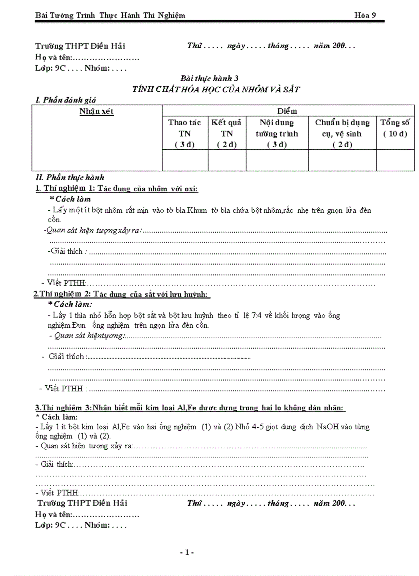 image for page Mâu bài tường trình hóa9