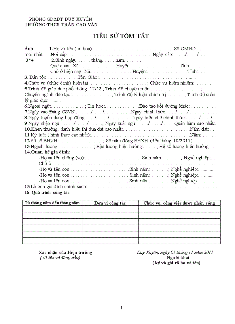 image for page Mẫu sơ yếu lí lịch