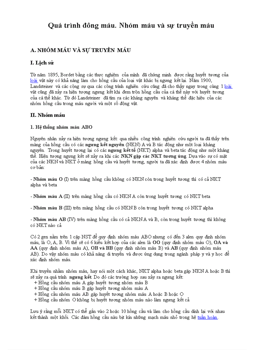 image for page Quá trình đông máu Nhóm máu và sự truyền máu