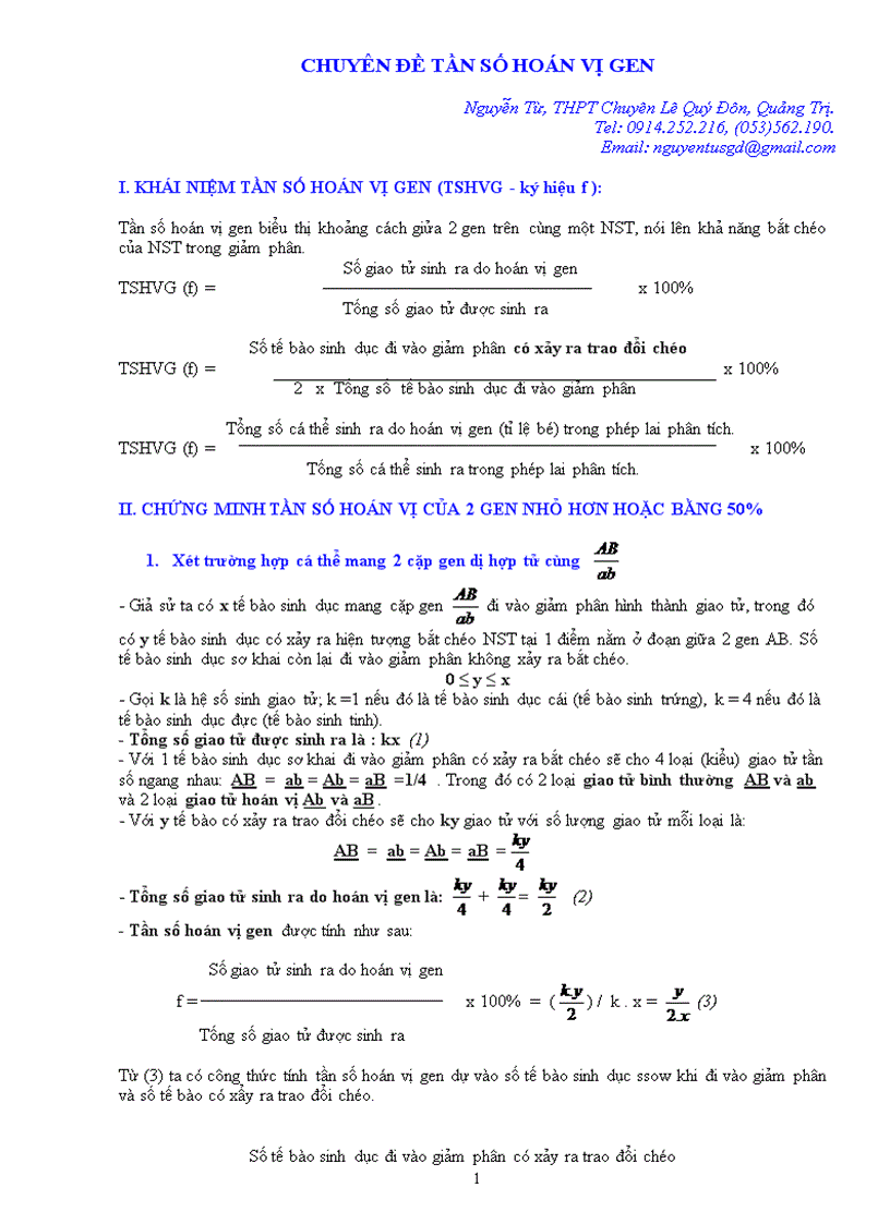 image for page Tần số hoán vị gen