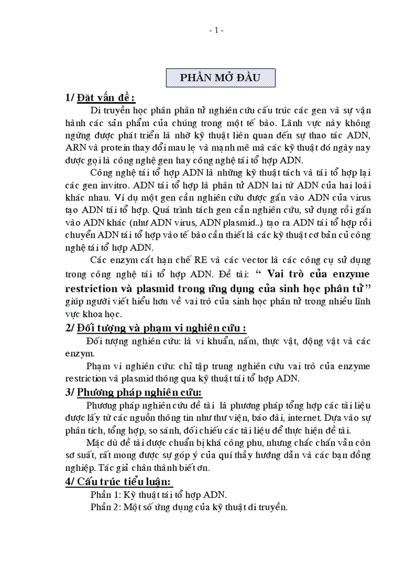 image for page Tiểu luận sinh học phân tử