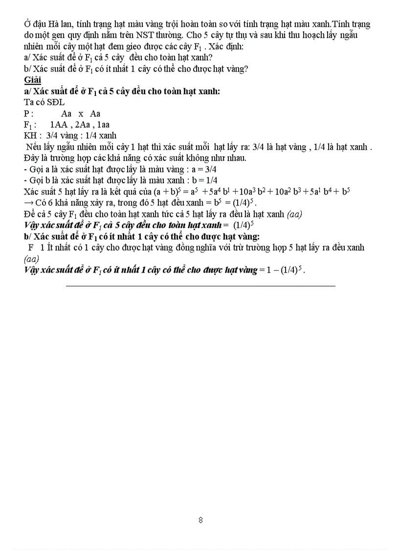 image for page Ứng dụng toán xác suất vào giải toán Di truyền