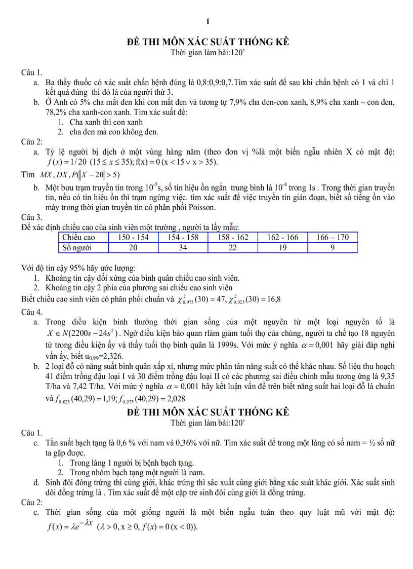 image for page Giáo trình tài liệu đề thi môn xác suất và thống kê toán 3