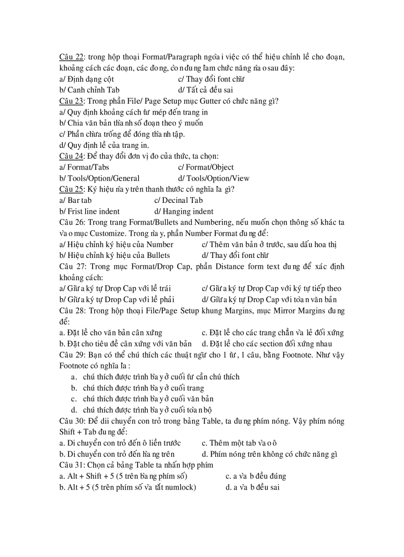 image for page Trắc nghiệm tin học đại cương