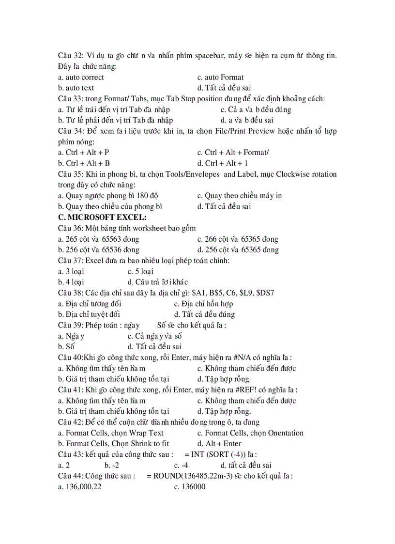 image for page Trắc nghiệm tin học đại cương