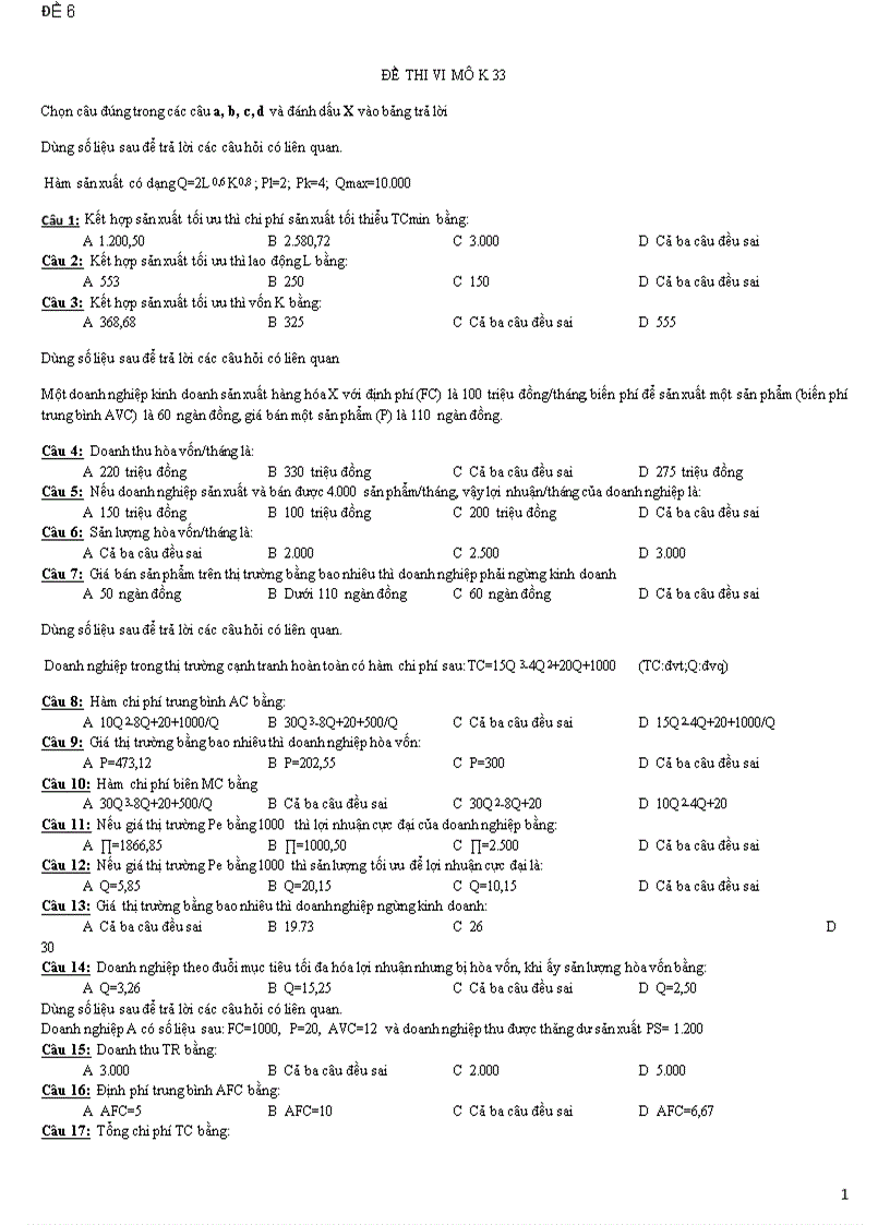 image for page Sách kinh tế vi mô đề thi khóa 33 bài tập kinh tế vi mô phần 1 4