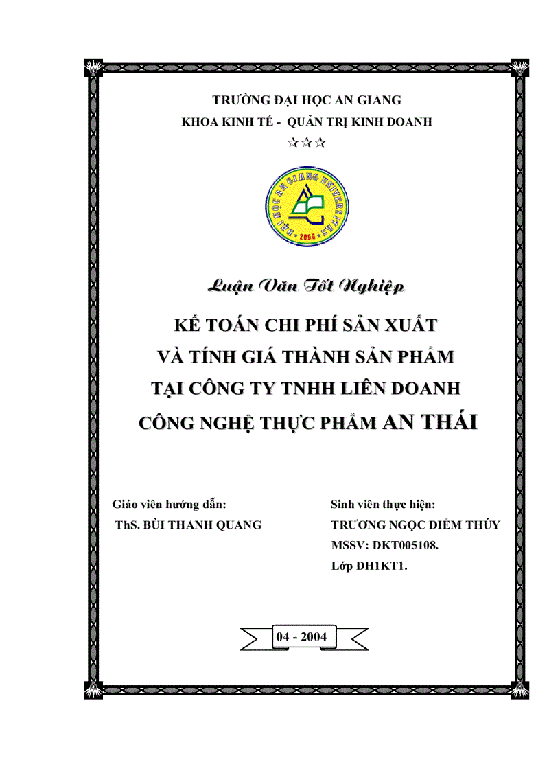 image for page Kế toán chi phí sản xuất và giá thành sản phẩm tại Công ty TNHH Công Nghệ thực phẩm An Phát