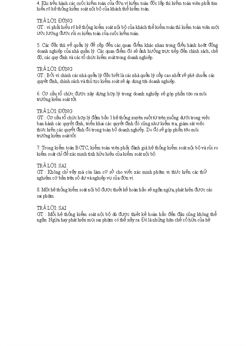 image for page Hệ thống câu hỏi trắc nghiệm kiểm toán Đáp án