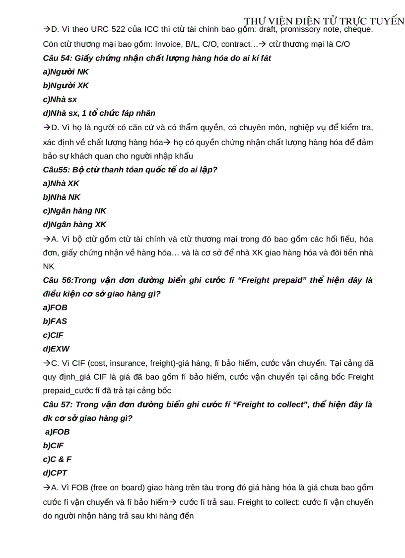 image for page 138 câu trắc nghiệm môn Thanh toán quốc tế Kèm lời giải