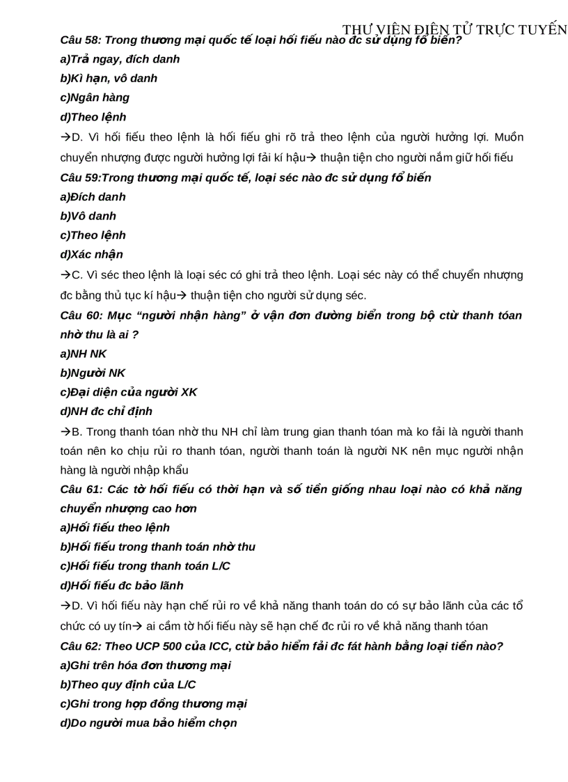 image for page 138 câu trắc nghiệm môn Thanh toán quốc tế Kèm lời giải