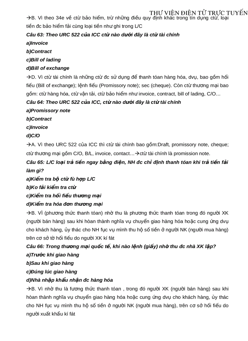 image for page 138 câu trắc nghiệm môn Thanh toán quốc tế Kèm lời giải