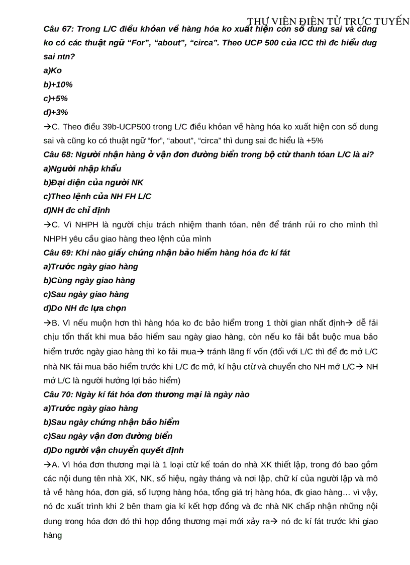 image for page 138 câu trắc nghiệm môn Thanh toán quốc tế Kèm lời giải