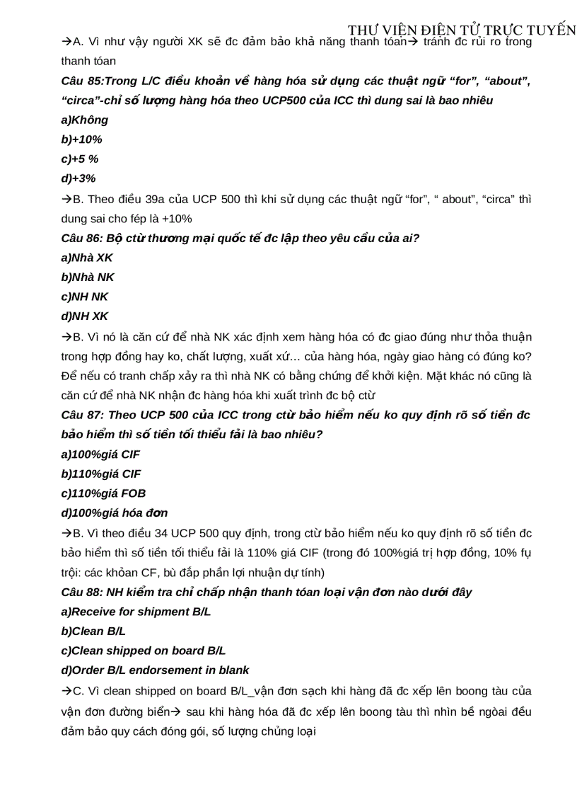 image for page 138 câu trắc nghiệm môn Thanh toán quốc tế Kèm lời giải