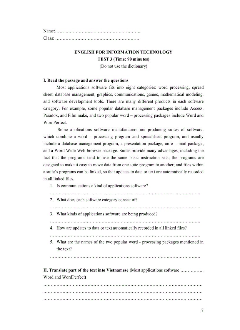 image for page Đề thi tiếng anh chuyên ngành Công nghệ thông tin Học viện Công nghệ Bưu chính Viễn thông