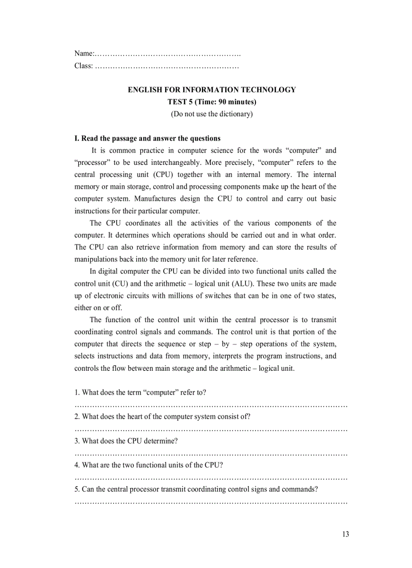 image for page Đề thi tiếng anh chuyên ngành Công nghệ thông tin Học viện Công nghệ Bưu chính Viễn thông