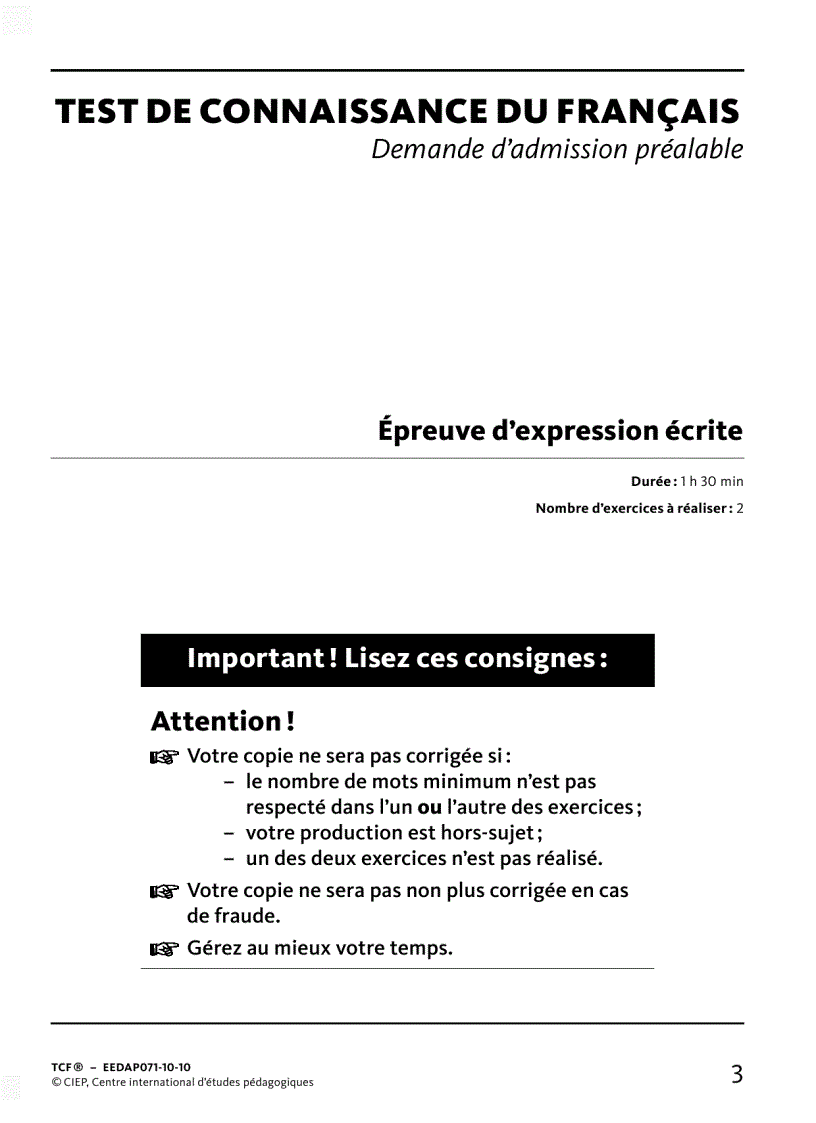 image for page Dạng đề thi viết TCF expression ecrite de TCF DAP