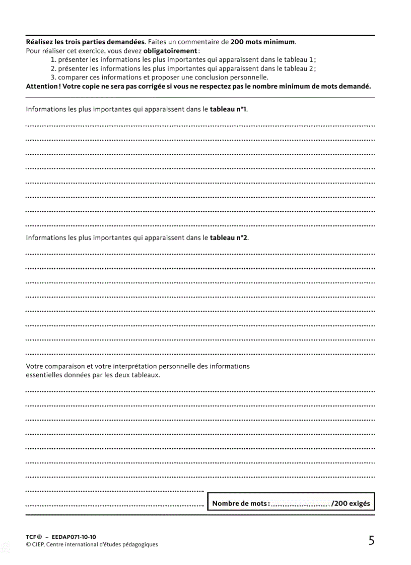 image for page Dạng đề thi viết TCF expression ecrite de TCF DAP
