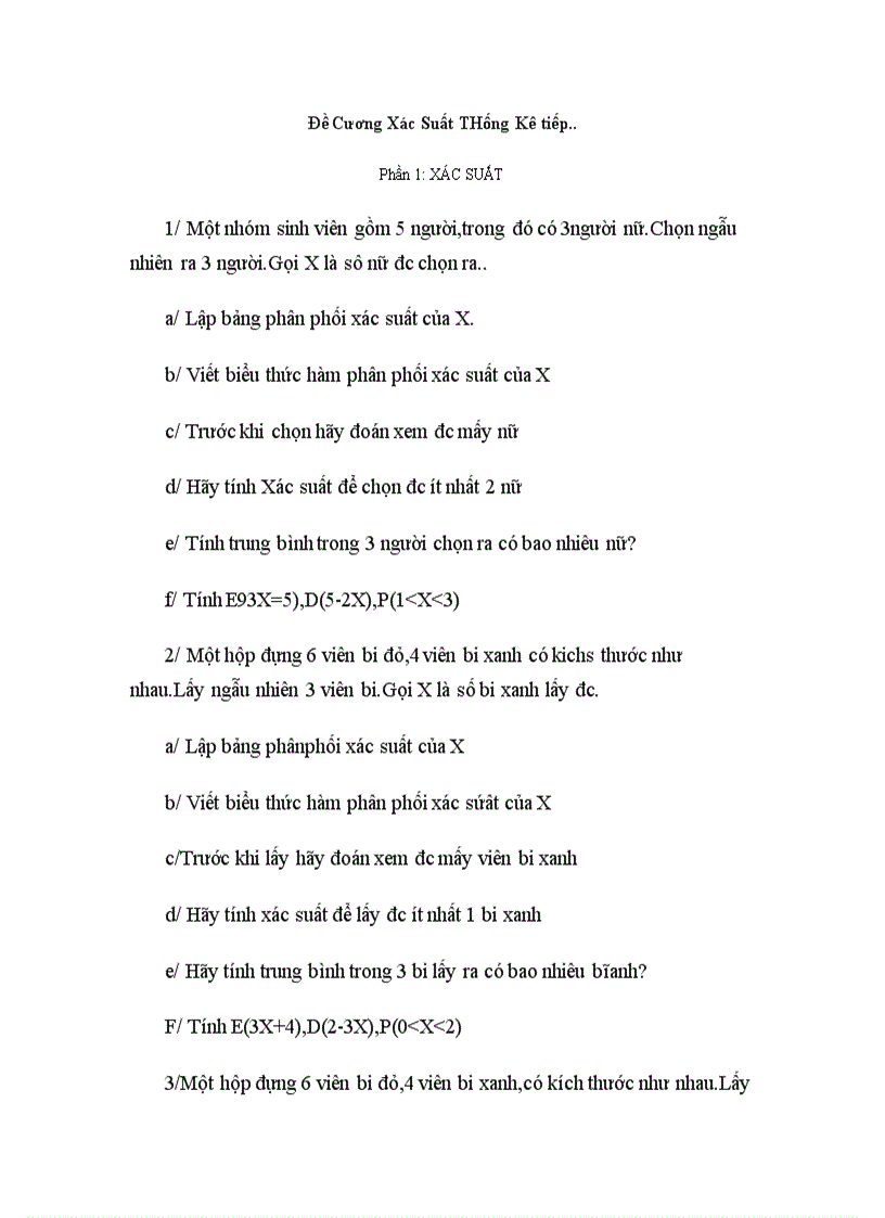 image for page Đề Cương Xác Suất THống Kê tiếp