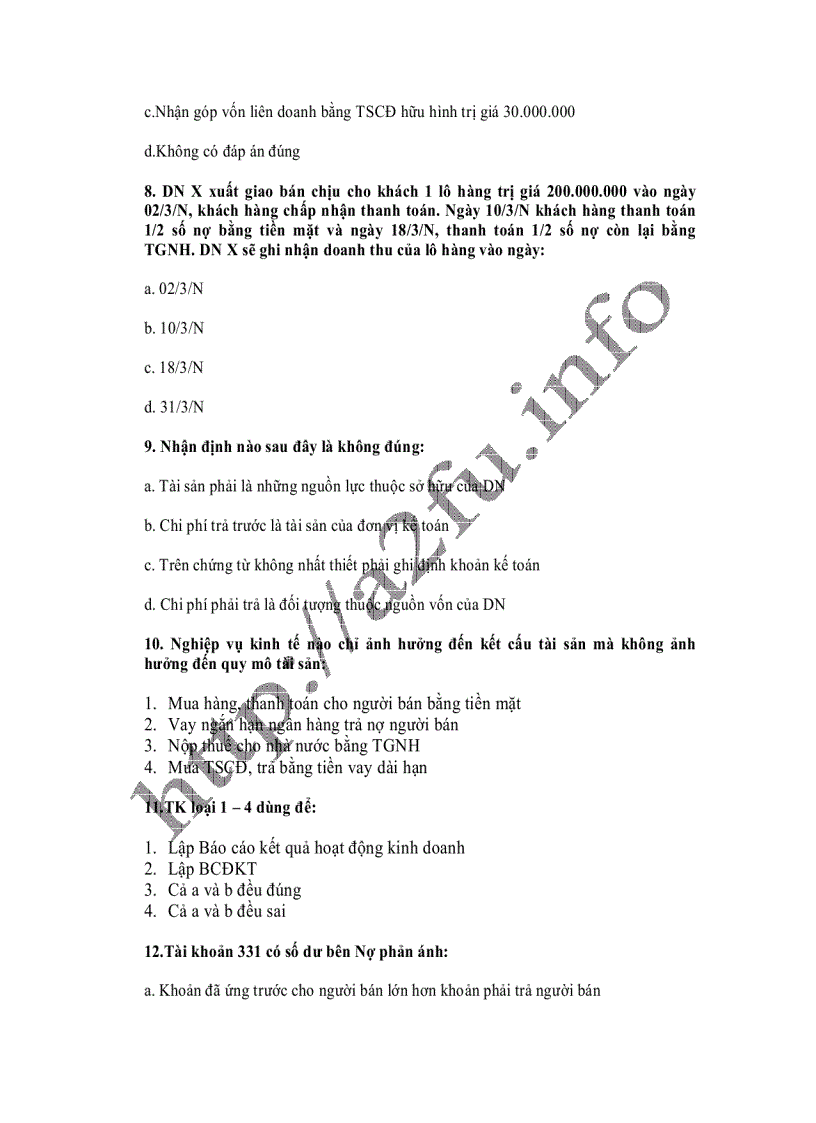 image for page Bộ trắc nghiệm môn nguyên lý kế toán