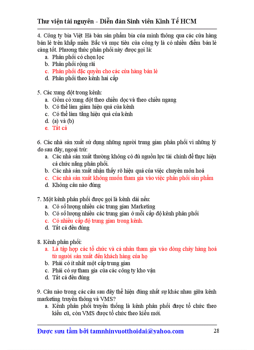 image for page Tổng hợp các câu hỏi trắc nghiệm môn Marketing căn bản có đáp án 1