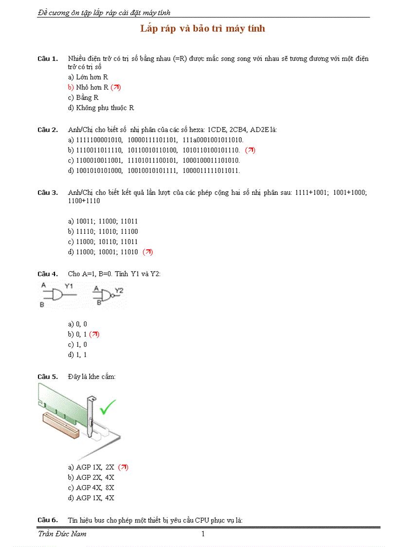 image for page Ôn tập Lắp ráp và bảo trì máy tính 9 trắc nghiệm có đáp án