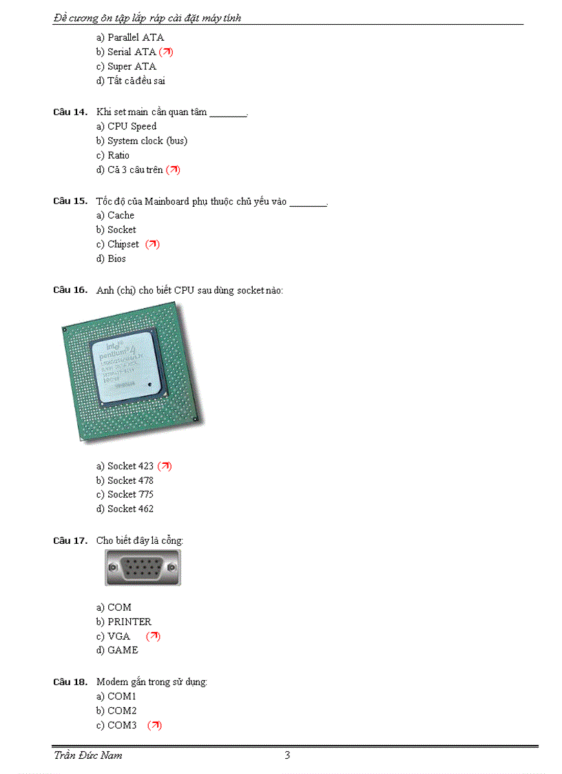 image for page Ôn tập Lắp ráp và bảo trì máy tính 9 trắc nghiệm có đáp án