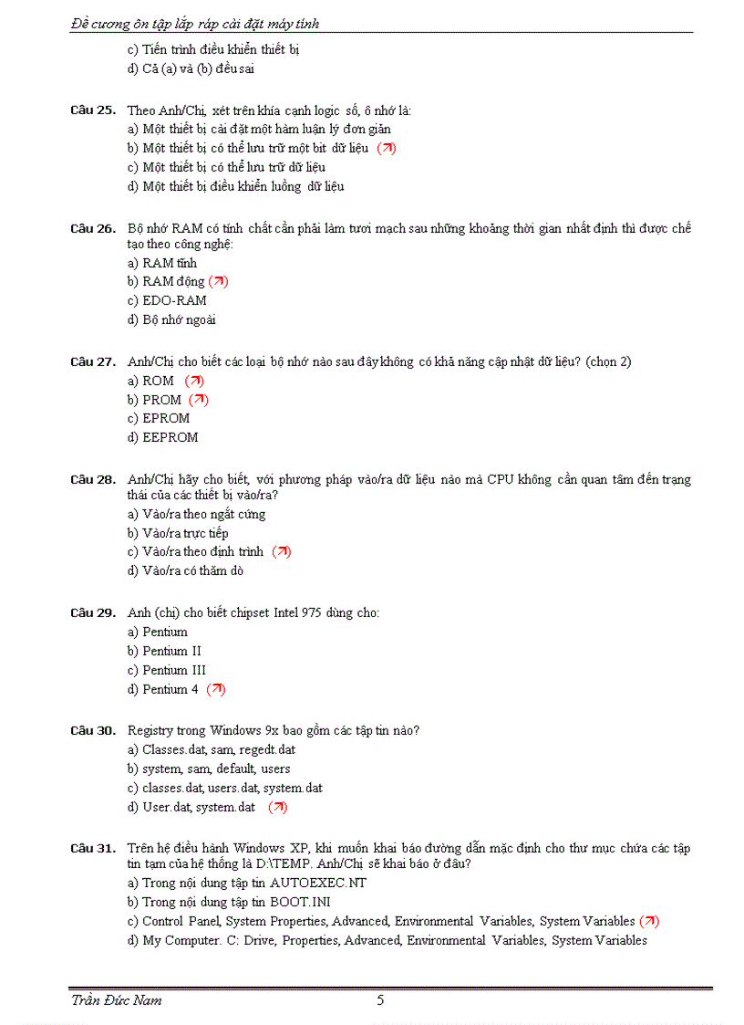 image for page Ôn tập Lắp ráp và bảo trì máy tính 9 trắc nghiệm có đáp án
