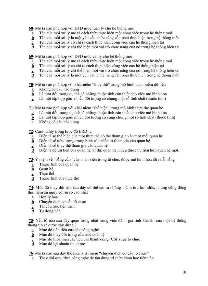 image for page Đề Thi Hệ thống thông tin quản lý