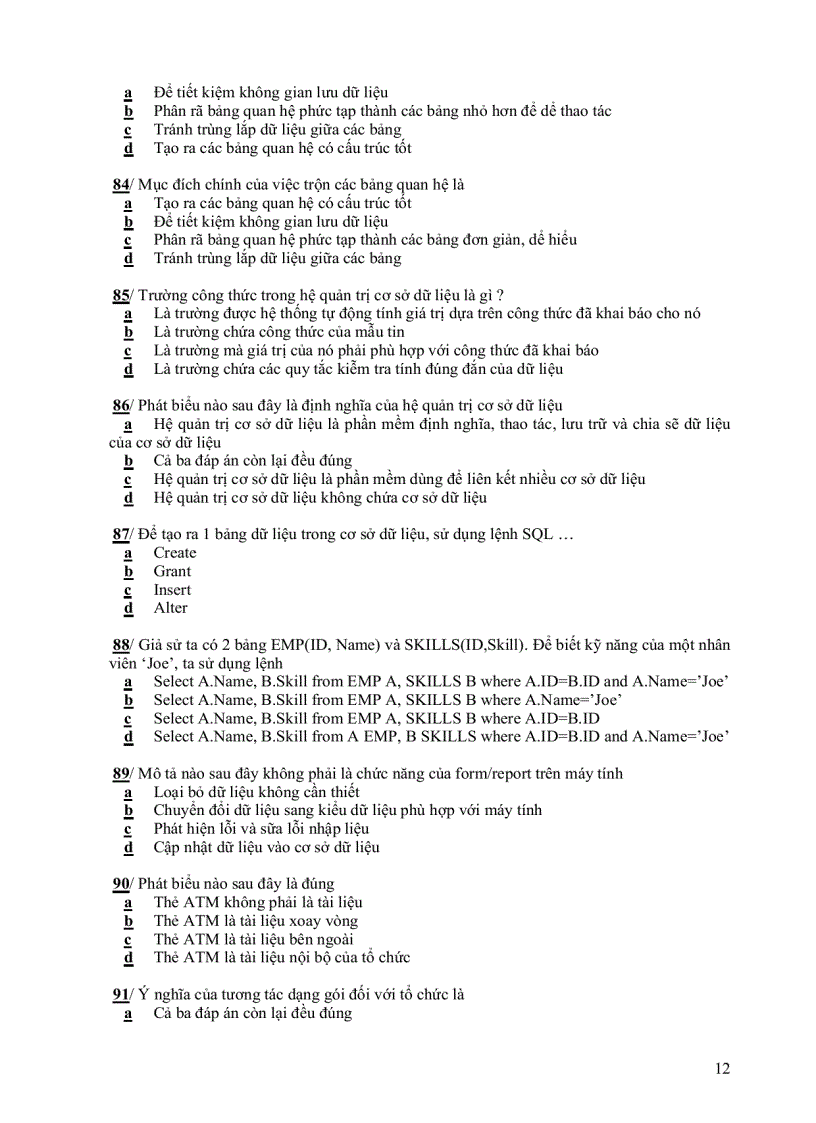 image for page Đề Thi Hệ thống thông tin quản lý