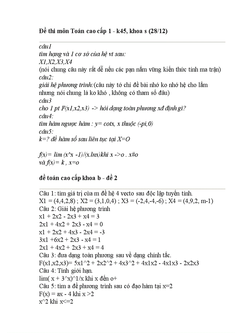 image for page 2 đề thi toán cao cấp