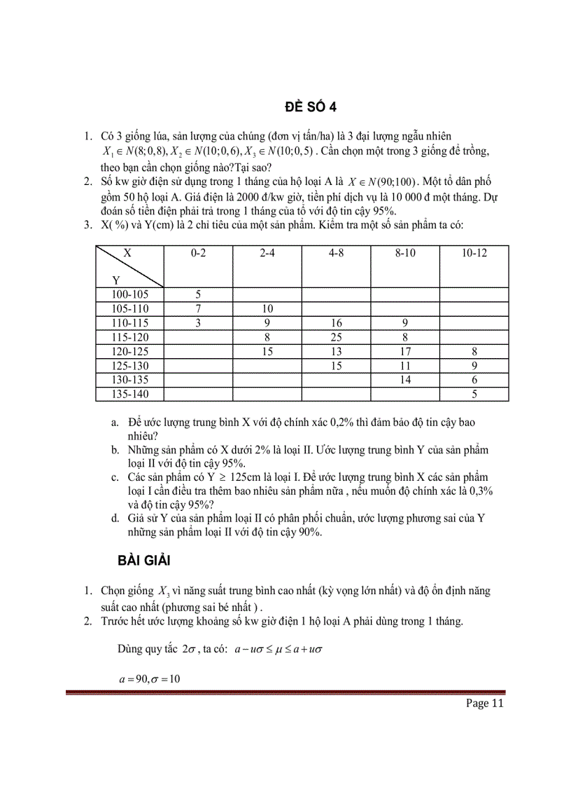 image for page 10 Bộ đề thi và kèm bài giải môn xác suất thống kê