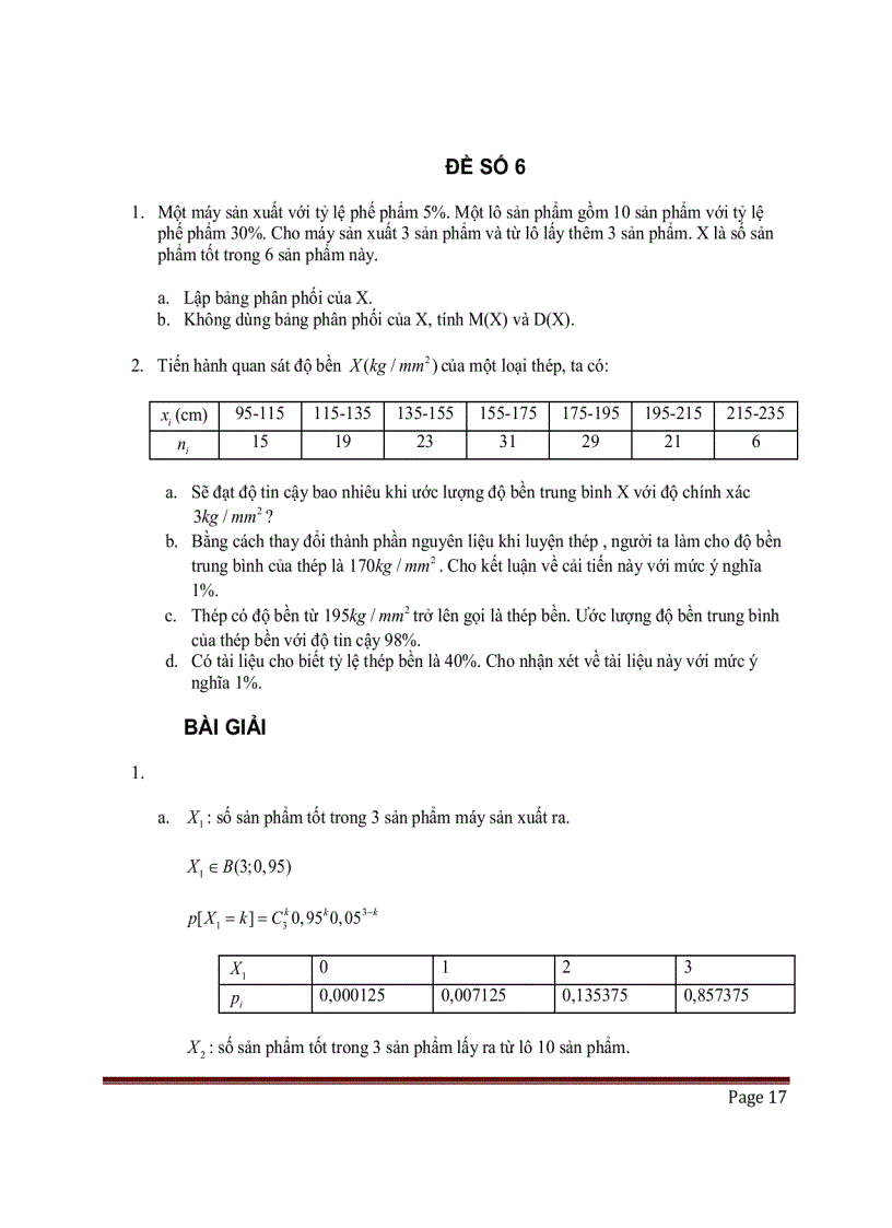 image for page 10 Bộ đề thi và kèm bài giải môn xác suất thống kê