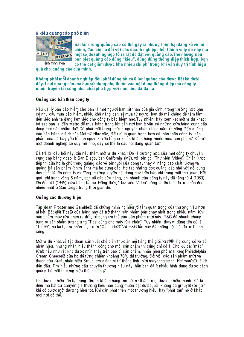 image for page 6 kiểu quảng cáo phổ biến