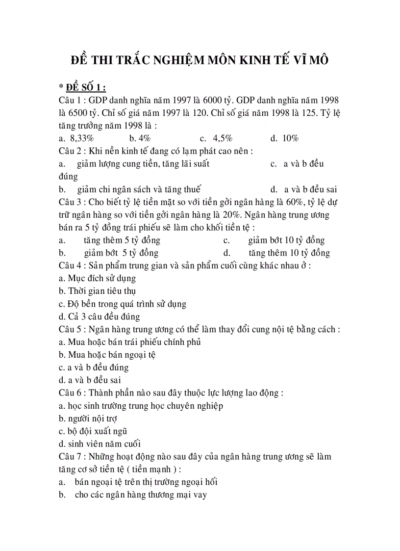 image for page Bộ đề thi trắc nghiệm kinh tế vĩ mô 2