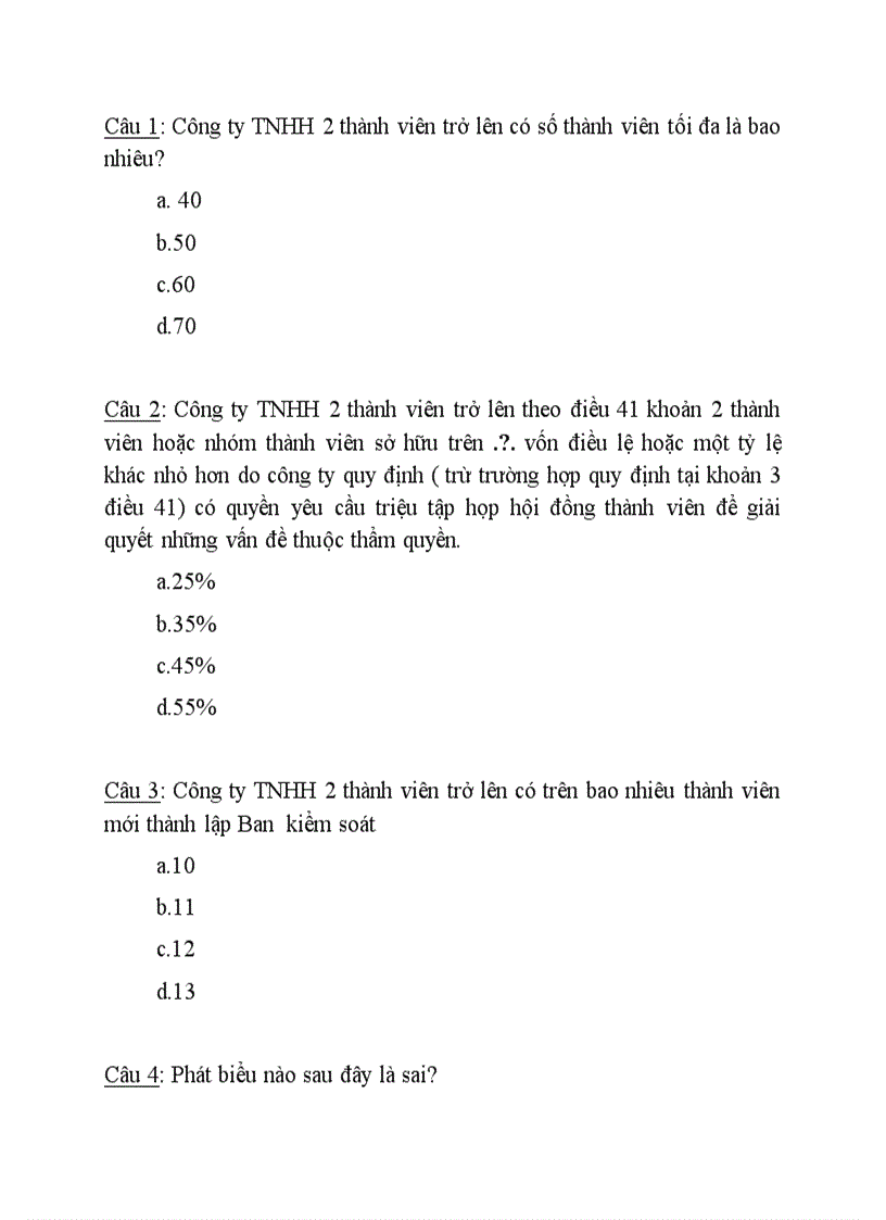 image for page Câu hỏi trắc nghiệm luật kinh tế luật doanh nghiệp
