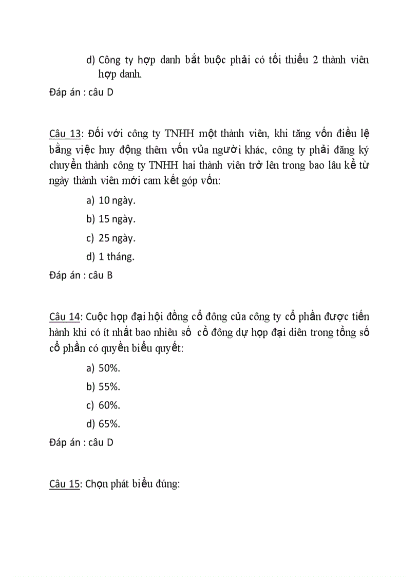 image for page Câu hỏi trắc nghiệm luật kinh tế luật doanh nghiệp
