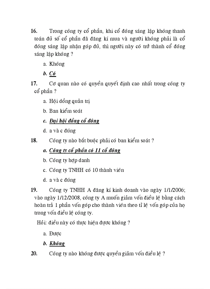 image for page Câu hỏi trắc nghiệm luật kinh tế luật doanh nghiệp