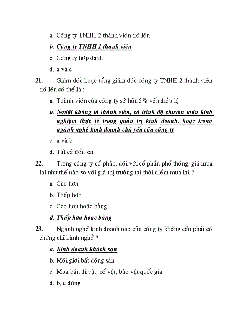 image for page Câu hỏi trắc nghiệm luật kinh tế luật doanh nghiệp