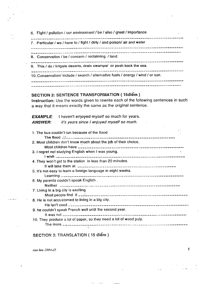 image for page Đề thi tiếng Anh trình độ B tuyến sinh cao học