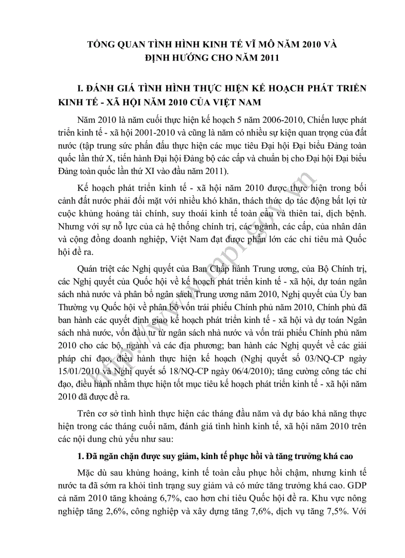 image for page Tổng quan tình hình kinh tế vĩ mô năm 2010 và định hướng cho năm 2011