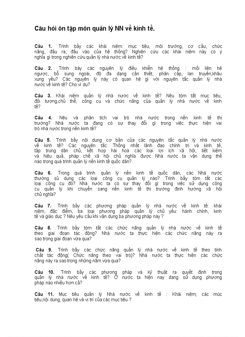 image for page Câu hỏi ôn tập môn quản lý Nhà Nước về kinh tế và đề cương ôn tập 1