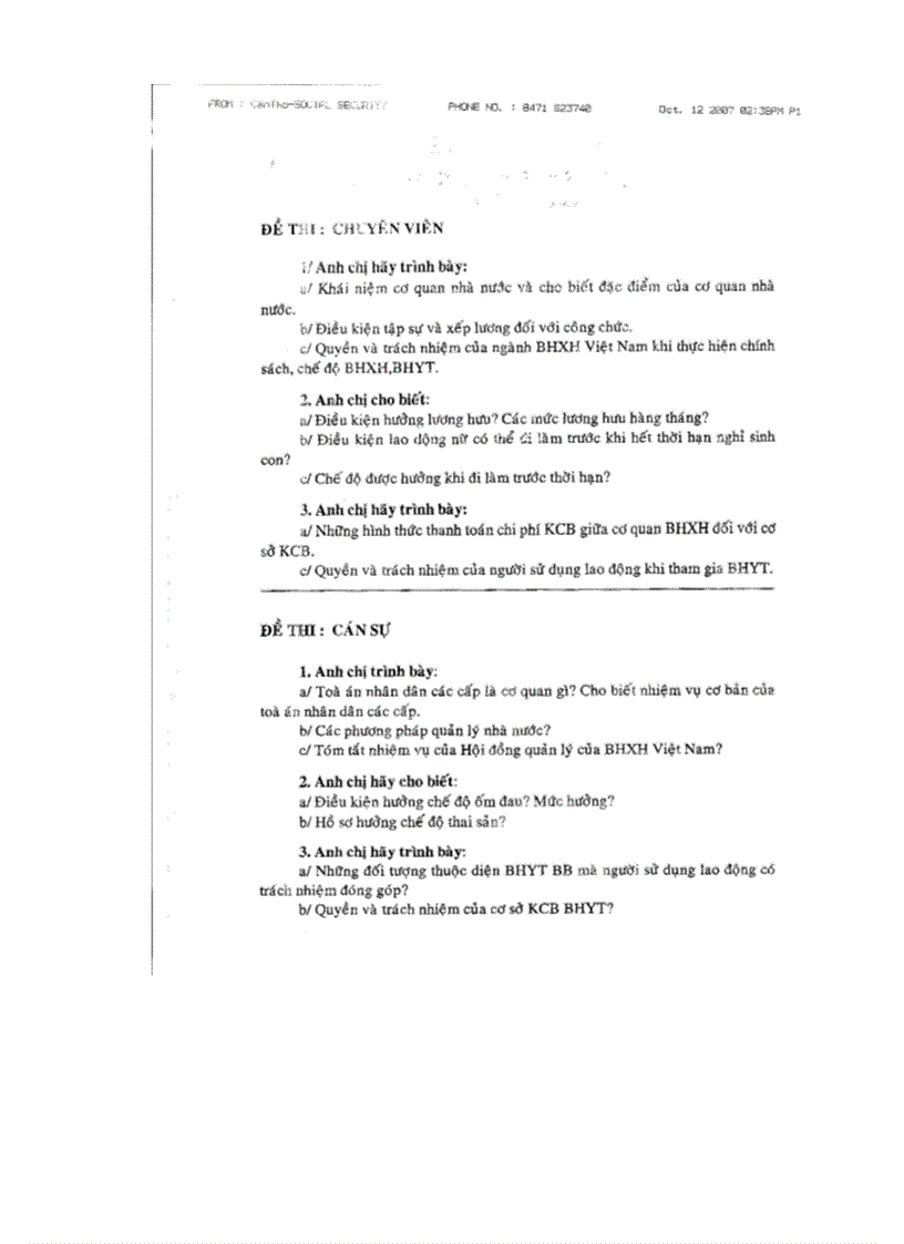 image for page Đề thi công chức Bảo hiểm xã hội tỉnh Cần Thơ 2007