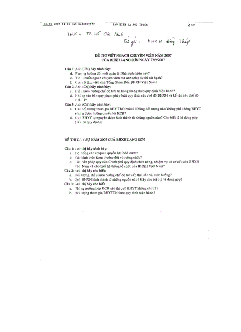 image for page Đề thi công chức Bảo hiểm xã hội tỉnh Lạng Sơn 2007