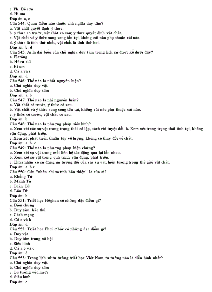 image for page Gần 1000 câu hỏi và đáp án trắc nghiệm Mác lê nin I