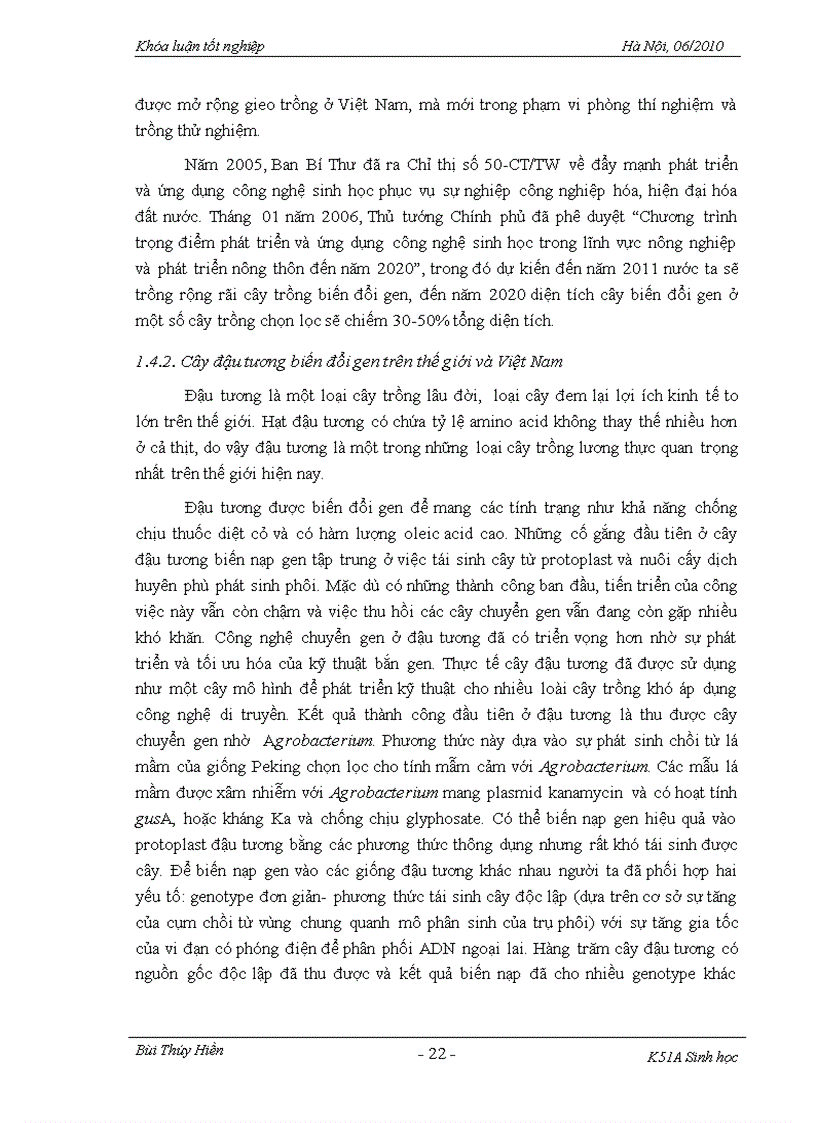 image for page Xây dựng quy trình chuyển gen gus vào giống đậu tương ĐT26 thông qua vi khuẩn Agrobacterium tumefaciens và quy trình tái sinh cây