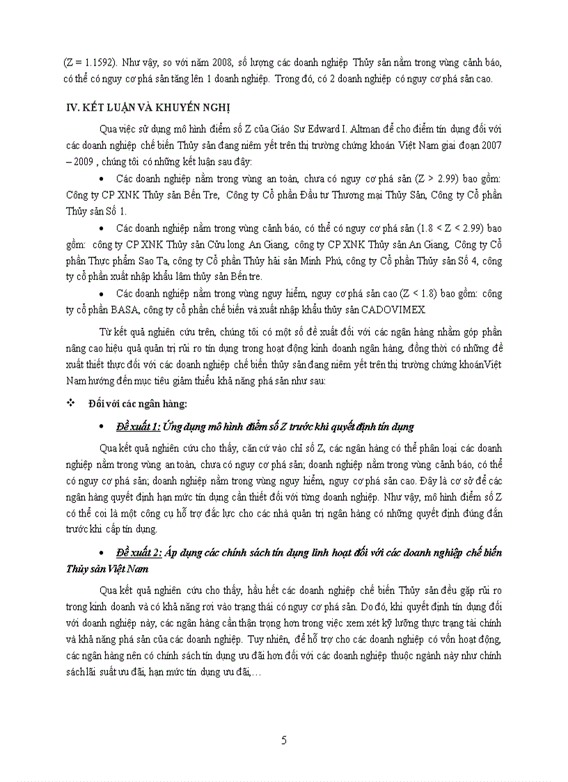 image for page ĐO lường rủi ro tín dụng bằng mô hình điểm số Z