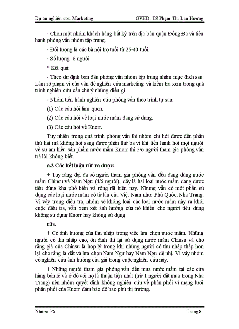 image for page Dự án nghiên cứu marketing Nghiên cứu lý do người tiêu dùng các bà nội trợ không hay ngừng sử dụng sản phẩm nước mắm Knorr