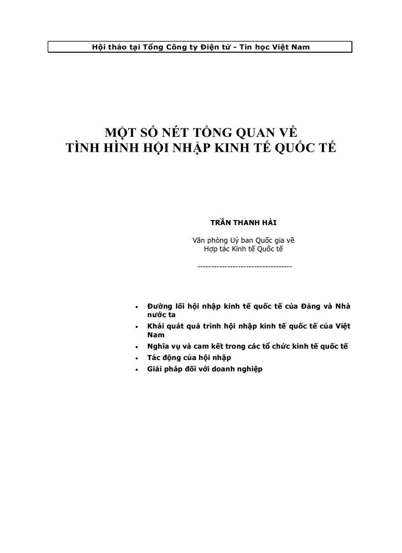 image for page Một số nét tổng quan về tình hình hội nhập kinh tế quốc tế